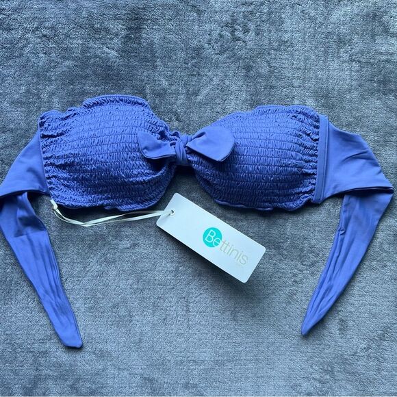 NEW Revolve Bettinis Bikini Set Swimwear Smocked Bikini Top XS Bottom M Swimsuit - Picture 5 of 16